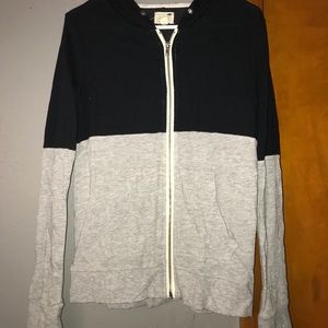 Grey and black zip up hoodie